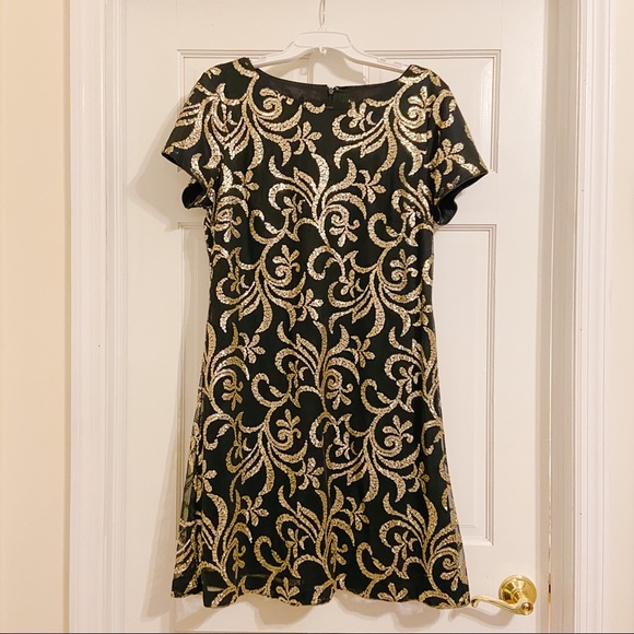 Kensie Dresses & Skirts - Kensie Sequined Black & Gold Cocktail Dress